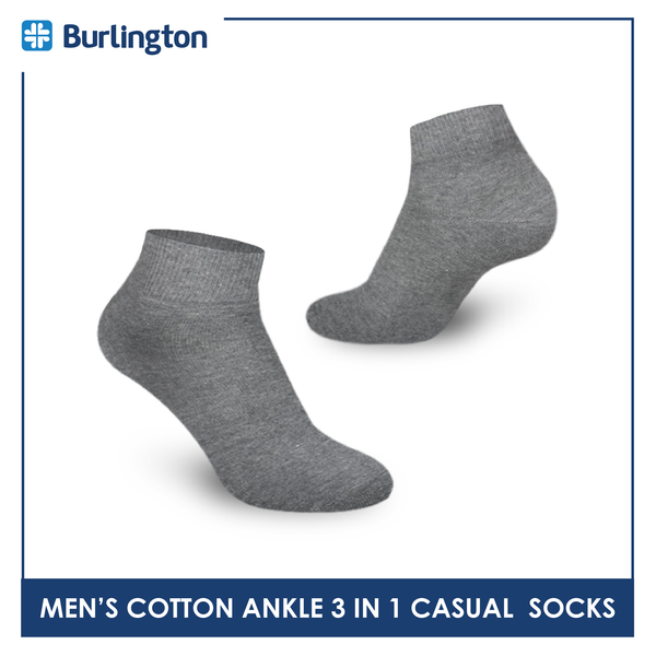 Burlington 142 Men's Cotton Ankle Casual Socks 3 pairs in a pack (4357829623913)