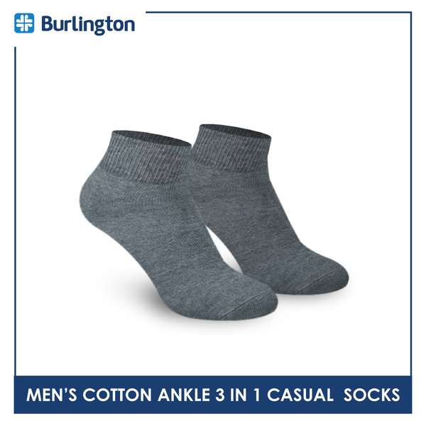 Burlington 142 Men's Cotton Ankle Casual Socks 3 pairs in a pack (4357829623913)