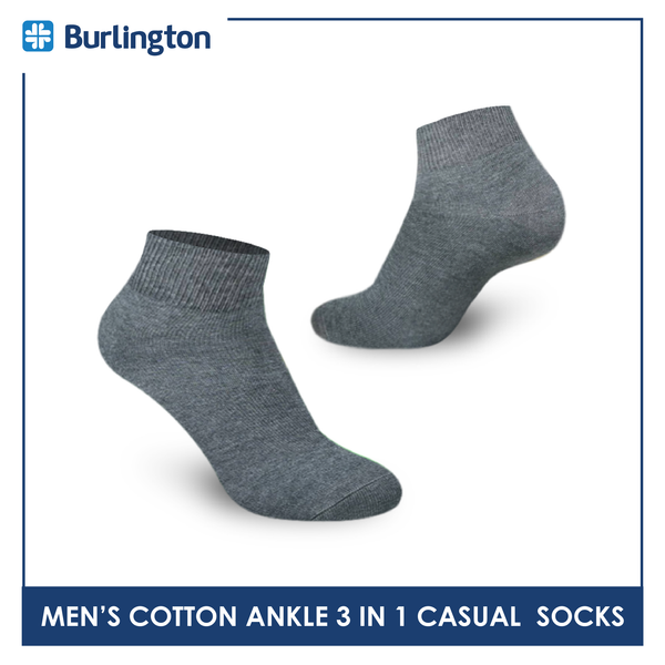 Burlington 142 Men's Cotton Ankle Casual Socks 3 pairs in a pack (4357829623913)