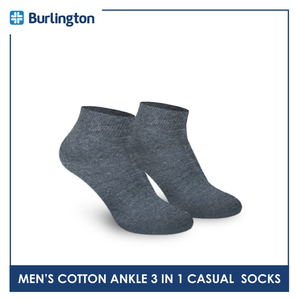 Burlington 142 Men's Cotton Ankle Casual Socks 3 pairs in a pack (4357829623913)
