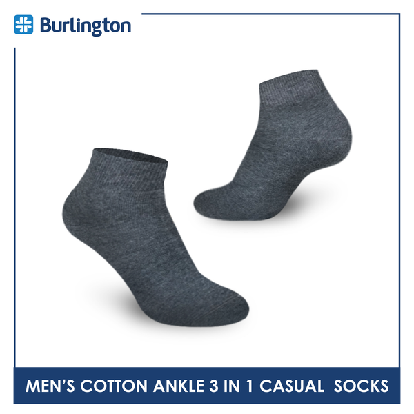 Burlington 142 Men's Cotton Ankle Casual Socks 3 pairs in a pack (4357829623913)