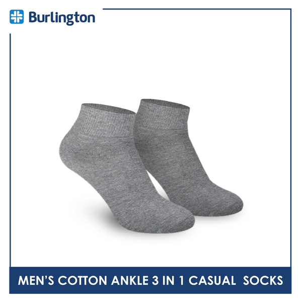 Burlington 142 Men's Cotton Ankle Casual Socks 3 pairs in a pack (4357829623913)