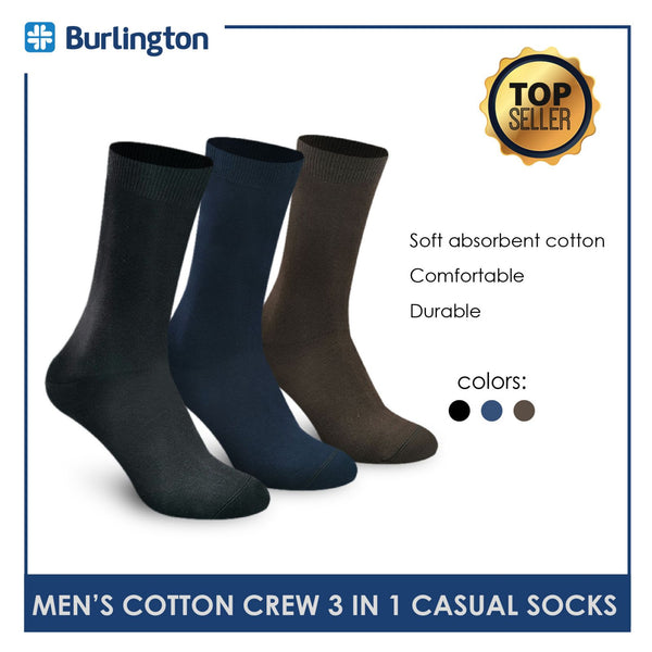 Burlington 148 Men's Cotton Crew Casual Socks 3 pairs in a pack (4769979334761)