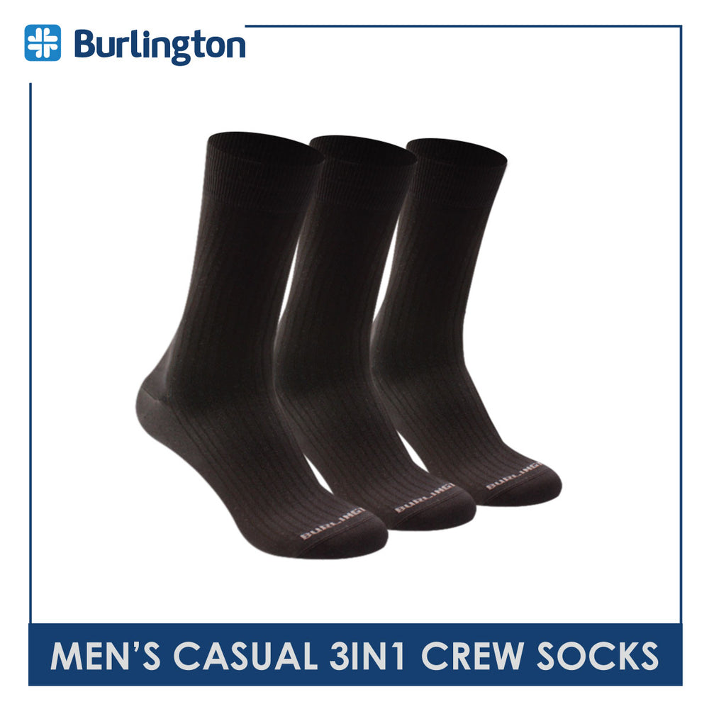 Burlington Men's Cotton Lite Thin Casual Crew Socks 3 pairs in a pack BMDG4