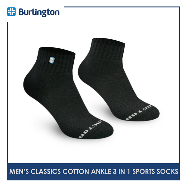 Burlington Classics BMSEG0402 Men's Thick Cotton Ankle Sports Socks 3 pairs in a pack (4823226253417)