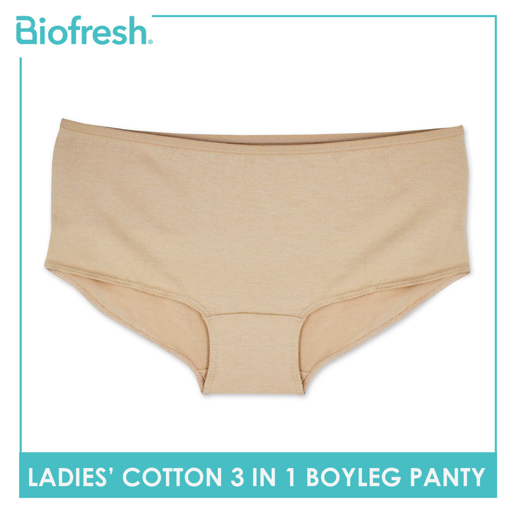Biofresh Ladies' Antimicrobial Cotton Boyleg Panty 3 pieces in a pack  ULPBG10
