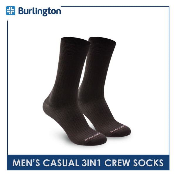 Burlington Men's Cotton Lite Thin Casual Crew Socks 3 pairs in a pack BMDG4