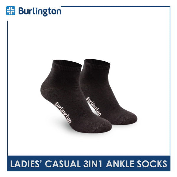 Burlington Ladies' Cotton Lite Thin Casual Ankle Socks 3 pairs in a pack 621