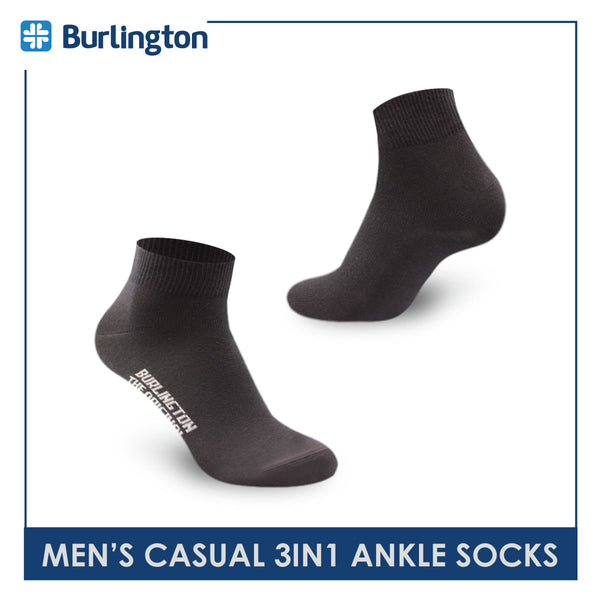 Burlington Men's Cotton Lite Thin Casual Ankle Socks 3 pairs in a pack 141