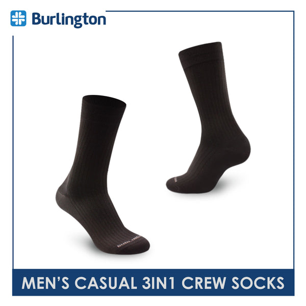 Burlington Men's Cotton Lite Thin Casual Crew Socks 3 pairs in a pack BMDG4