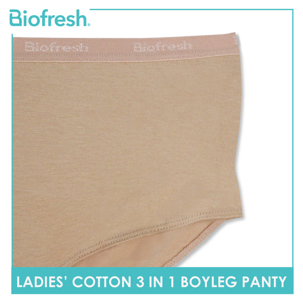 Biofresh Ladies' Antimicrobial Cotton Boyleg Panty 3 pieces in a pack ULPBG0401