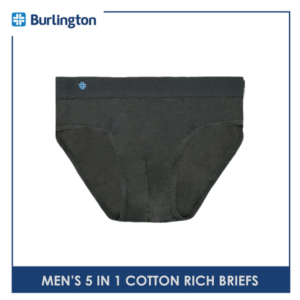 Burlington OGTMBSG1 Men's Cotton Rich Briefs 5 pieces in a pack (4790644277353)