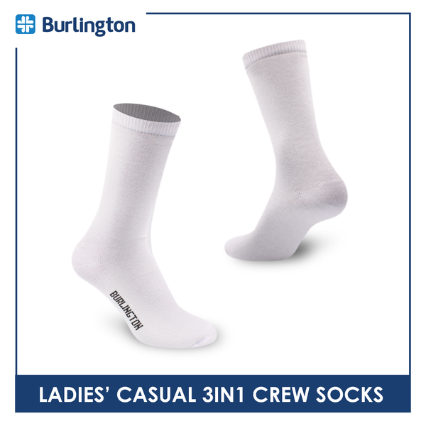 Burlington Ladies' Cotton Lite Casual Crew Socks 3 pairs in a pack 6149
