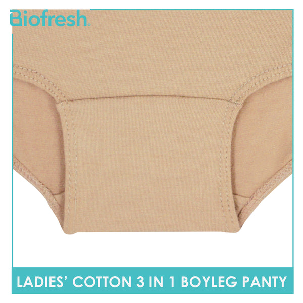 Biofresh Ladies' Antimicrobial Cotton Boyleg Panty 3 pieces in a pack ULPBG10