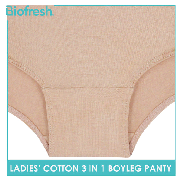 Biofresh Ladies' Antimicrobial Cotton Boyleg Panty 3 pieces in a pack ULPBG0401