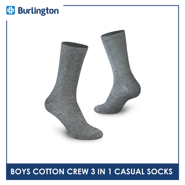 Burlington BBCKG27 Children's Cotton Crew Casual Socks 3-in-1 Pack (4761673105513)