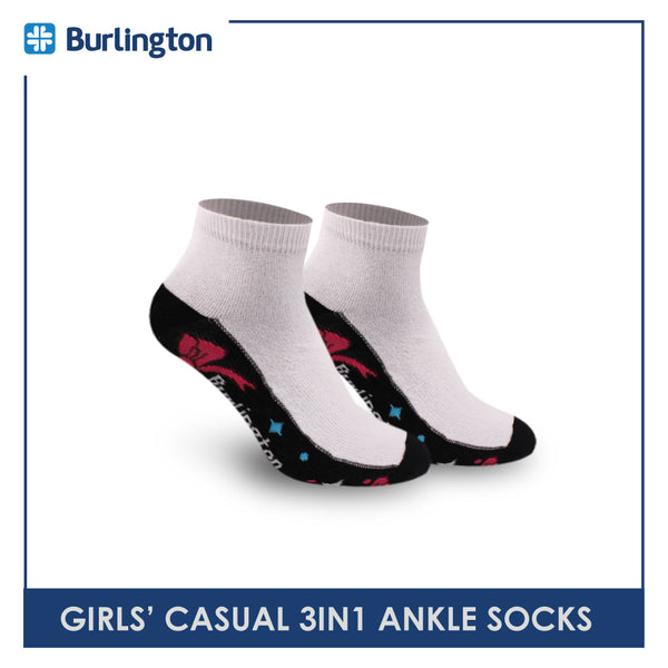 Burlington Girls' Children Cotton Ankle Lite Thin Casual Socks 3 pairs in 1 pack BGCKG50