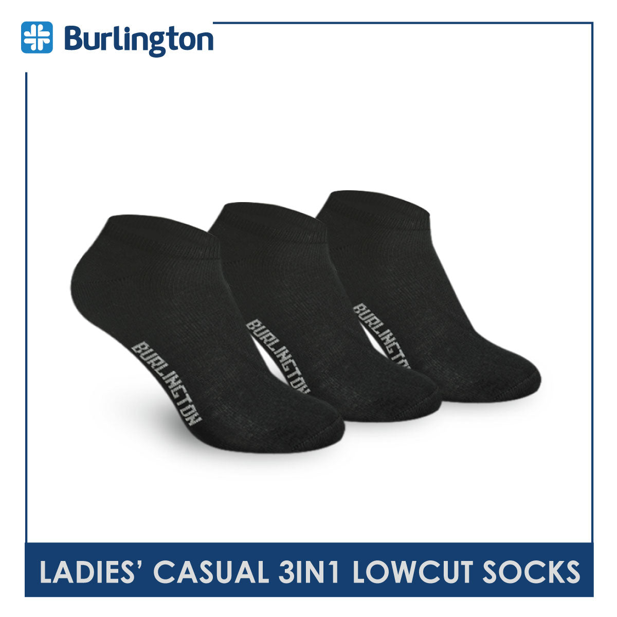 Burlington Ladies' Cotton Lite Thin Casual Low Cut Socks 3 pairs in a pack 620
