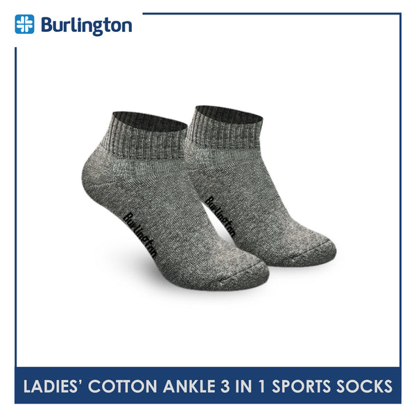 Burlington 6222 Ladies Cotton Ankle Sports Socks 3 pairs in a pack (4357866487913)