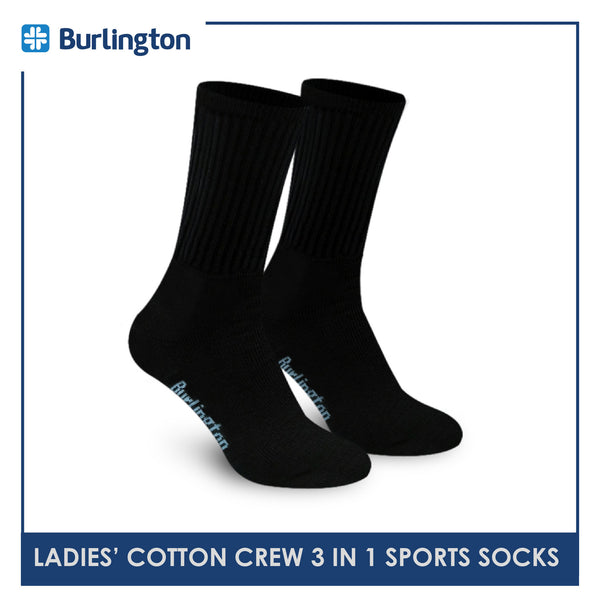 Burlington BLL-223 Ladies Cotton Crew Sports Socks 3 pairs in a pack (4773473288297)