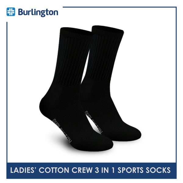 Burlington BLL-223 Ladies Cotton Crew Sports Socks 3 pairs in a pack (4773473288297)