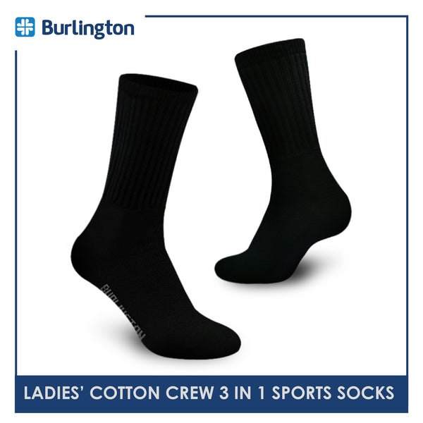 Burlington BLL-223 Ladies Cotton Crew Sports Socks 3 pairs in a pack (4773473288297)