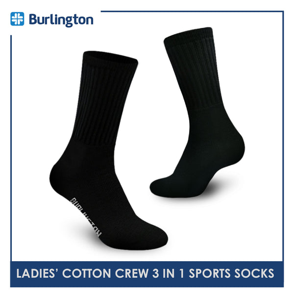 Burlington BLL-223 Ladies Cotton Crew Sports Socks 3 pairs in a pack (4773473288297)