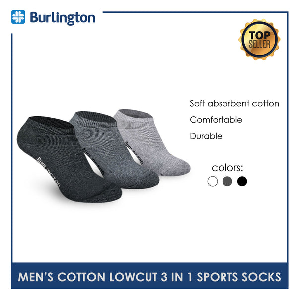 Burlington 0219 Men's Thick Cotton Low Cut Sports Socks 3 pairs in a pack (4357849546857)