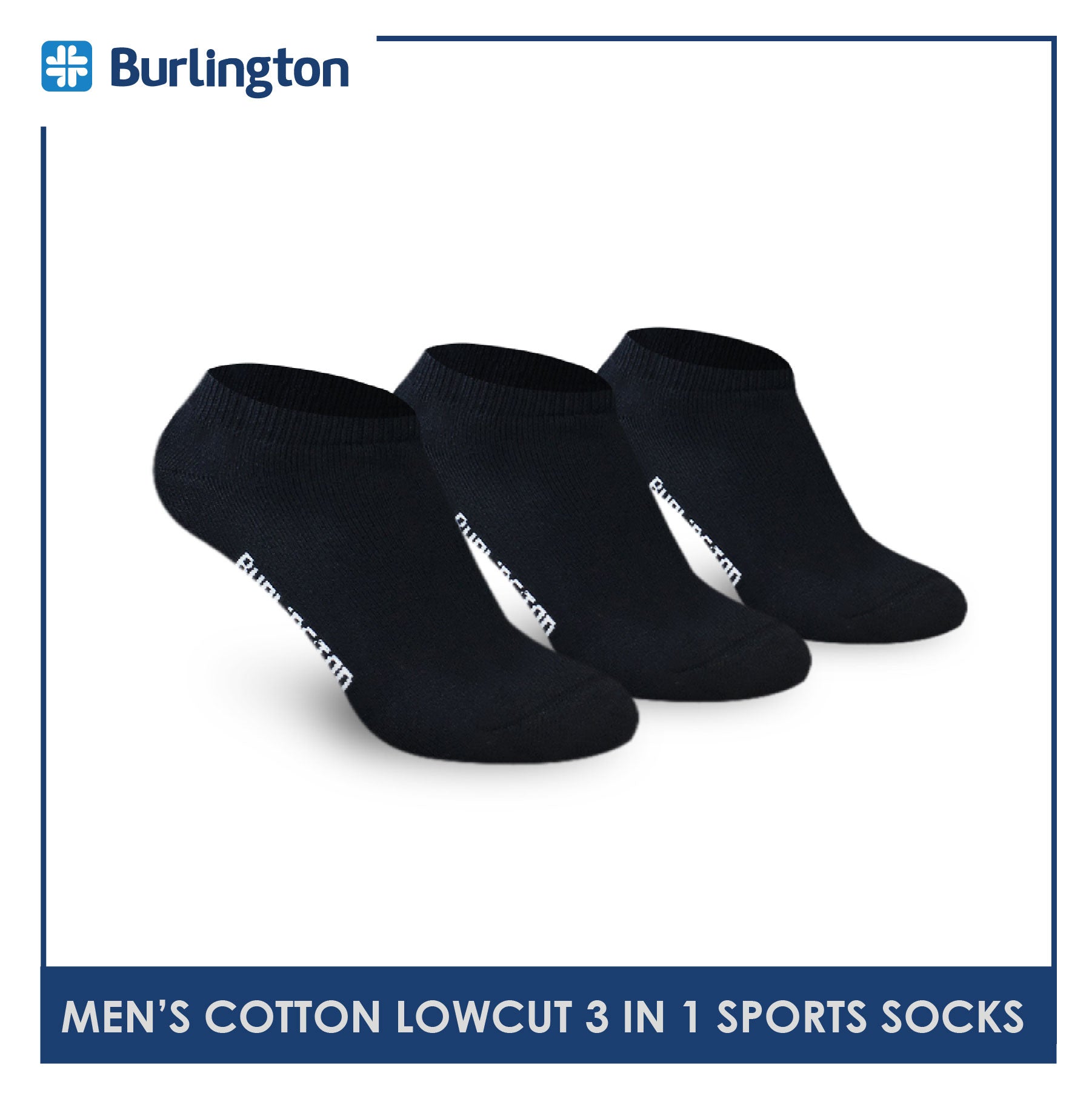 Burlington 0219 Men's Thick Cotton Low Cut Sports Socks 3 pairs in a pack (4357849546857)