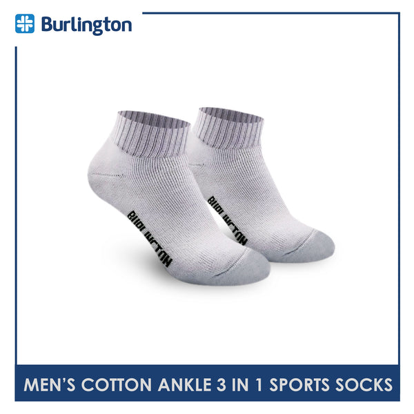 Burlington 0222 Men's Thick Cotton Ankle Sports Socks 3 pairs in a pack (4357829394537)