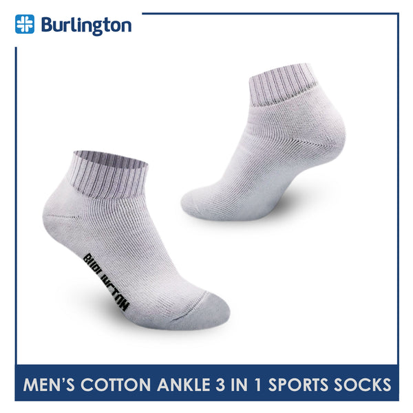 Burlington 0222 Men's Thick Cotton Ankle Sports Socks 3 pairs in a pack (4357829394537)