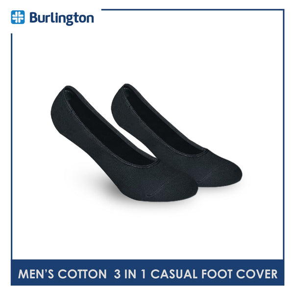 Burlington BMFCCG2 Men's Cotton No Show Casual Socks with anti slip gel 3 pairs in a pack (4368125067369)