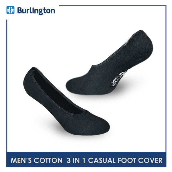 Burlington BMFCCG2 Men's Cotton No Show Casual Socks with anti slip gel 3 pairs in a pack (4368125067369)