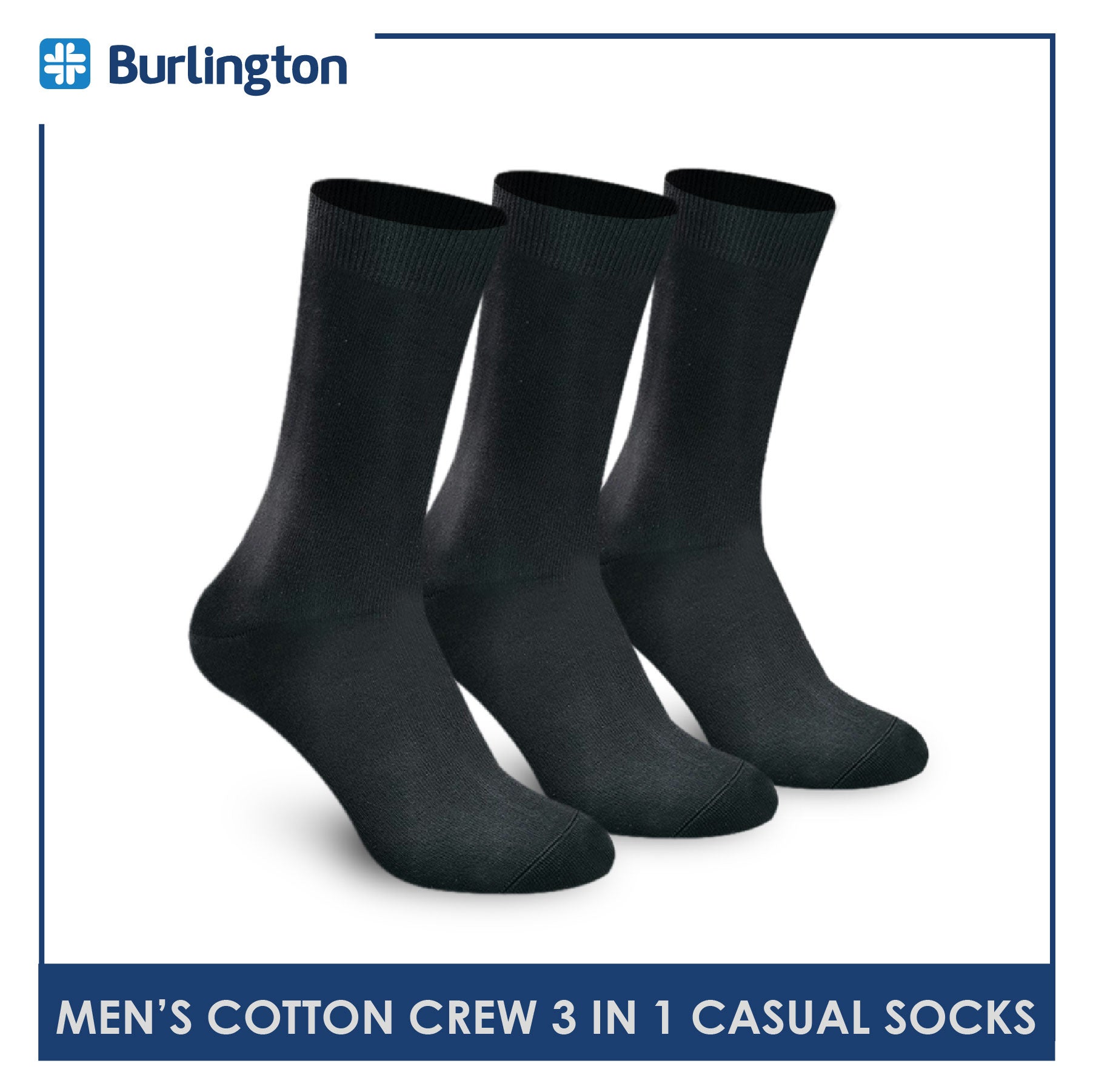 Burlington 148 Men's Cotton Crew Casual Socks 3 pairs in a pack (4769979334761)
