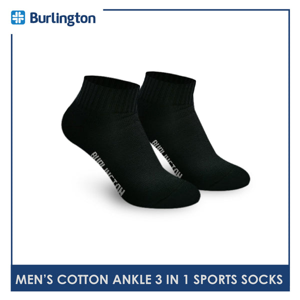 Burlington 0222 Men's Thick Cotton Ankle Sports Socks 3 pairs in a pack (4357829394537)