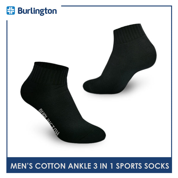 Burlington 0222 Men's Thick Cotton Ankle Sports Socks 3 pairs in a pack (4357829394537)