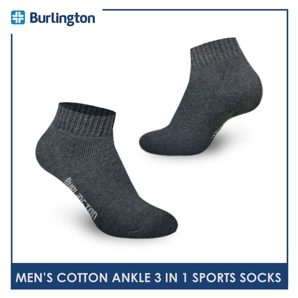 Burlington 0222 Men's Thick Cotton Ankle Sports Socks 3 pairs in a pack (4357829394537)