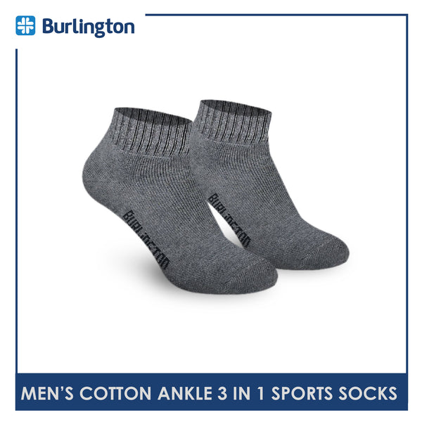 Burlington 0222 Men's Thick Cotton Ankle Sports Socks 3 pairs in a pack (4357829394537)