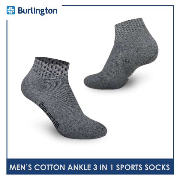 Burlington 0222 Men's Thick Cotton Ankle Sports Socks 3 pairs in a pack (4357829394537)