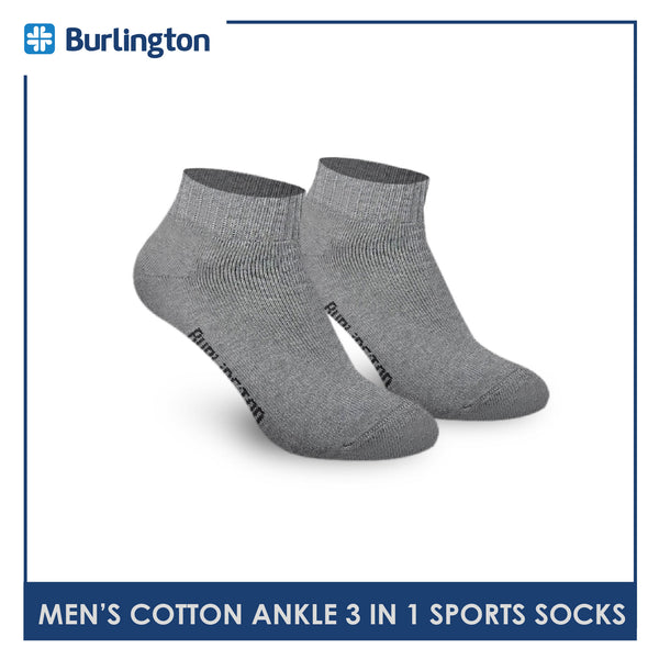 Burlington 0222 Men's Thick Cotton Ankle Sports Socks 3 pairs in a pack (4357829394537)