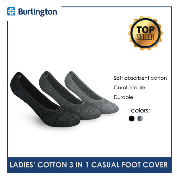 Burlington BLFCCG1 Ladies Cotton No Show Casual Socks 3 pairs in a pack (4357820219497)