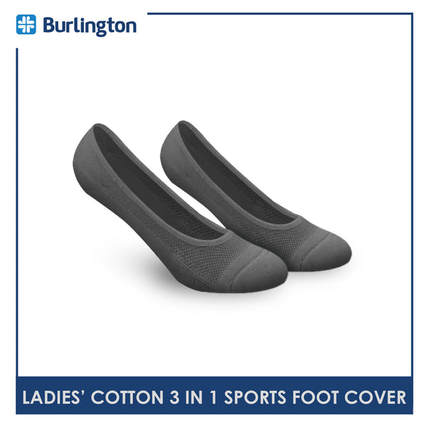 Burlington BLFCSG1G Ladies Cotton No Show Sports Socks with anti slip gel 3 pairs in a pack (4357830017129)