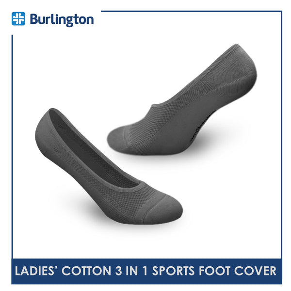 Burlington BLFCSG1G Ladies Cotton No Show Sports Socks with anti slip gel 3 pairs in a pack (4357830017129)