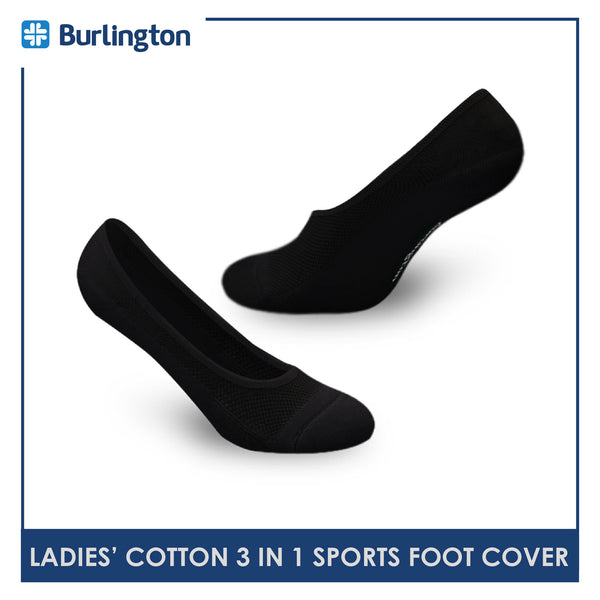 Burlington BLFCSG1G Ladies Cotton No Show Sports Socks with anti slip gel 3 pairs in a pack (4357830017129)