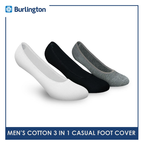 Burlington BMFCCG2 Men's Cotton No Show Casual Socks with anti slip gel 3 pairs in a pack (4368125067369)