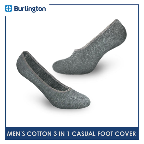 Burlington BMFCCG2 Men's Cotton No Show Casual Socks with anti slip gel 3 pairs in a pack (4368125067369)
