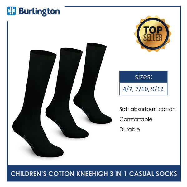 Burlington 5605GP Children's Cotton Knee High Casual Socks 3 pairs in a pack (4369724964969)