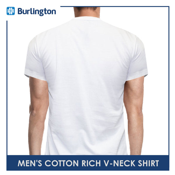 Burlington Men's V-Neck Shirt Cotton-Rich White Tee GTMSV3 (4373381087337)