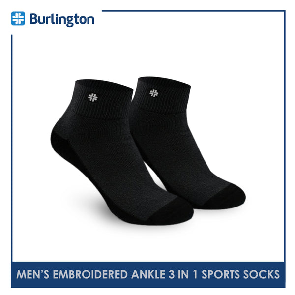 Burlington BMKSEG13 Men's Thick Cotton Ankle Sports Socks 3 pairs in a pack (4769465073769)