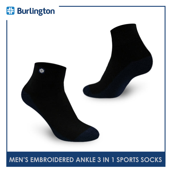 Burlington BMKSEG13 Men's Thick Cotton Ankle Sports Socks 3 pairs in a pack (4769465073769)